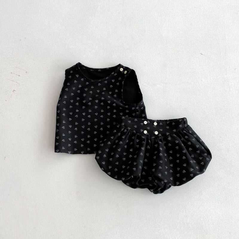 【BABY】花柄キャミ&バルーンパンツ&丸襟Tシャツ3点セットSK100319