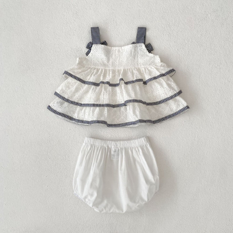 【BABY&KID】夏新作 可愛い刺繍キャミトップス＆ショートパンツSK080114