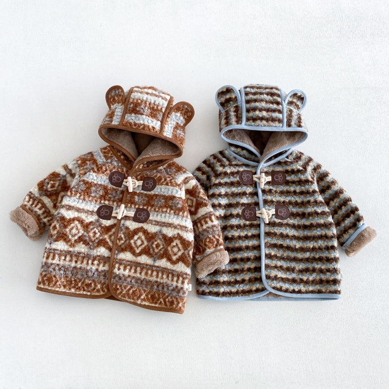 【BABY&KID】冬新作レトロボーダーフード付きジャケットSK108516