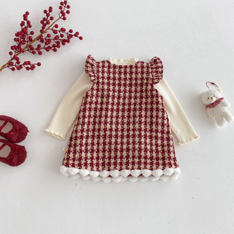 【BABY&KID】冬新作千鳥格ハートワンピースSK103034