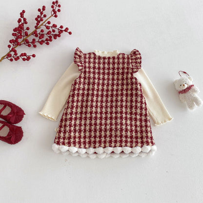 【BABY&KID】冬新作千鳥格ハートワンピースSK103034