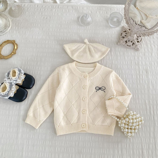 【BABY&KID】おしゃれな蝶結びニットカーディガンSK092725