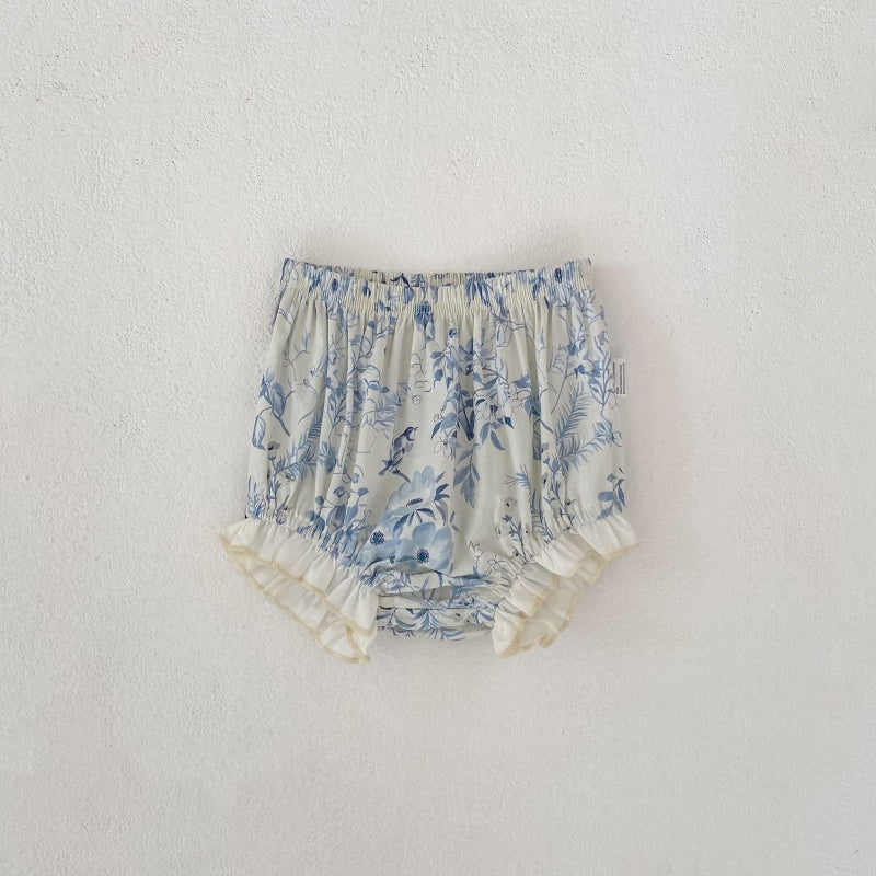 【BABY&KID】夏新作 ラウンドネックフリルスリーブ小花柄セットアップSK104928