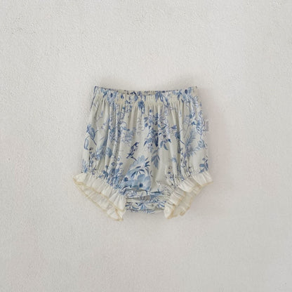 【BABY&KID】夏新作 ラウンドネックフリルスリーブ小花柄セットアップSK104928