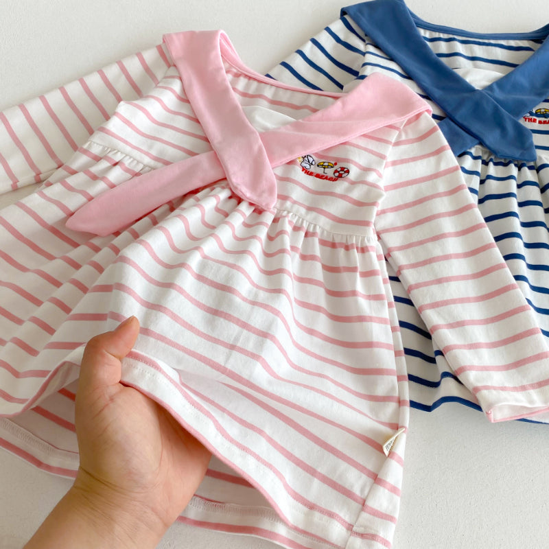 【BABY&KID】セーラー襟ボーダーワンピースSK100826
