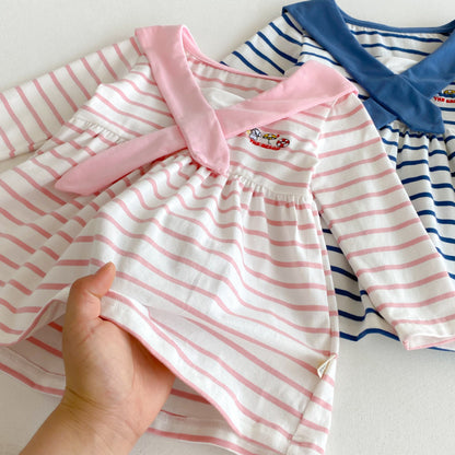 【BABY&KID】セーラー襟ボーダーワンピースSK100826