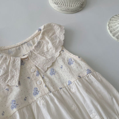 【BABY】夏新作 花柄刺繍フラワーロンパースSK081704