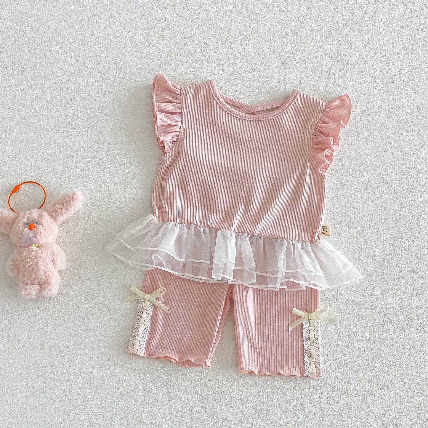 【BABY&KID】夏新作 レース切替Tシャツ&ショートパンツSK105116