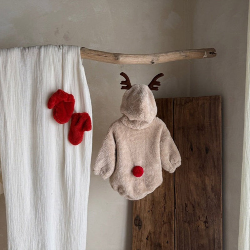 【BABY】トナカイ角付き裏起毛ロンパースSK102821