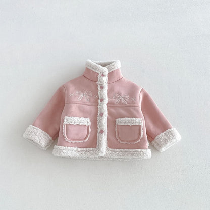 【BABY&KID】冬新作蝶結び裏起毛ジャケット、デニムパンツSK108523