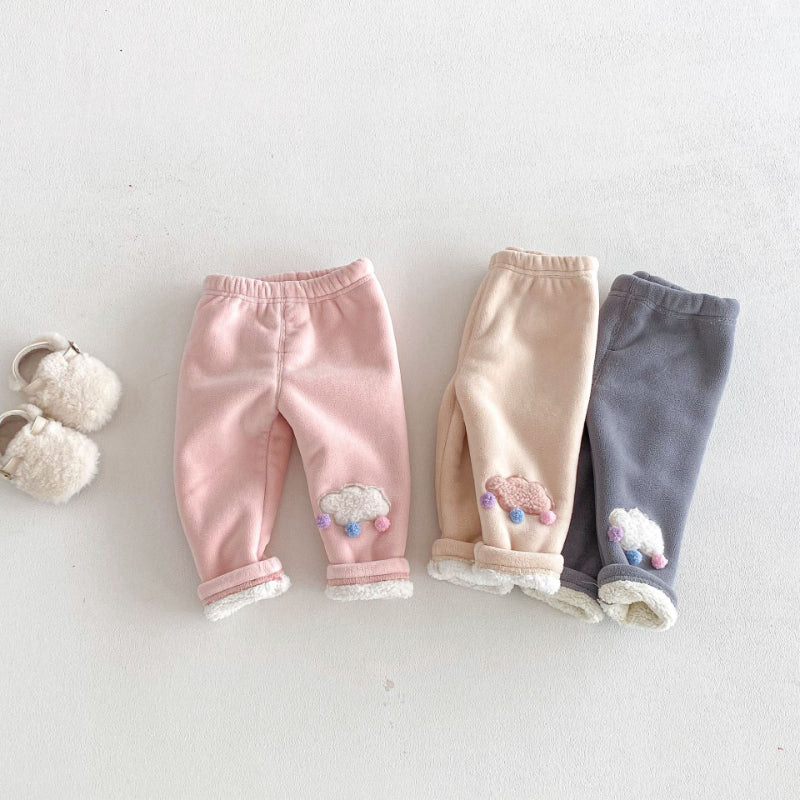 【BABY&KID】冬新作ぽんぽんワッペンあったかレギンスSK103026