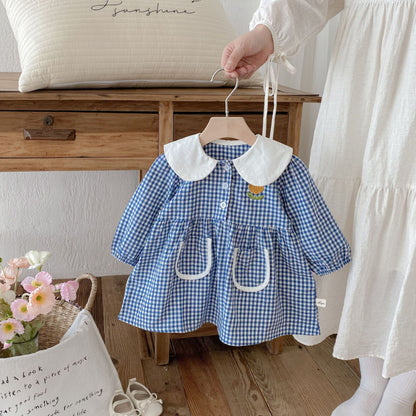 【BABY&KID】花柄刺繍チェックワンピースSK011024