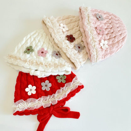 【HAT】三つ花レースベビーボンネットSK101611