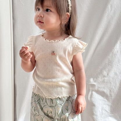 【BABY】夏新作 北欧風 フリル袖トップス、花柄パンツSK091311
