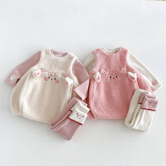 【BABY&KID】カートゥーン裏起毛ワンピース、トップス、レギンスSK108119