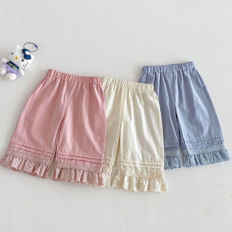 【BABY&KID】夏新作 無地レース裾パンツSK105213