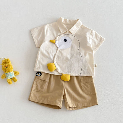 【BABY&KID】夏新作 立体カートゥーンシャツ、刺繍ショートパンツSK105113