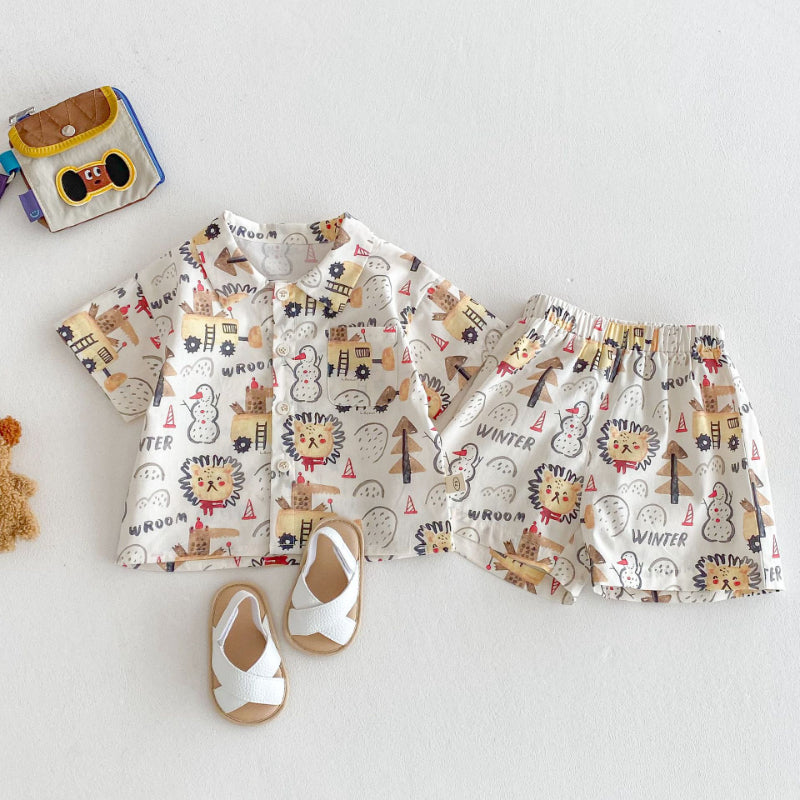 【BABY&KID】夏新作 ライオンオシャレセットアップ、ノースリーブＴシャツSK072011