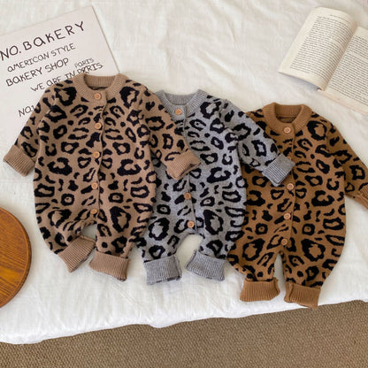 【BABY】冬新作レオパード柄ニットカバーオールSK102713