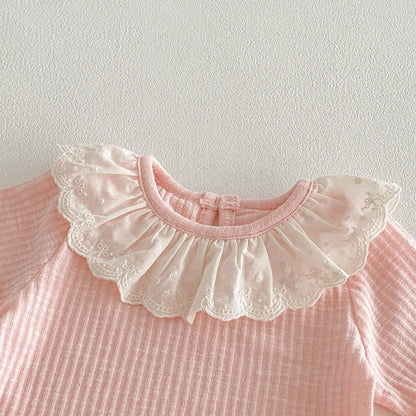 【BABY】夏新作小花柄サロペットロンパース＆レース襟TシャツSK104504