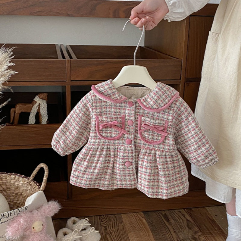 【BABY】冬新作チェック柄ウール中綿コートSK102722