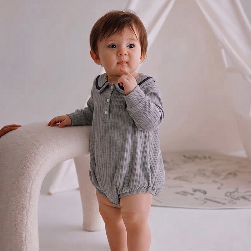 【BABY】北欧風スクール風リブロンパースSK107109
