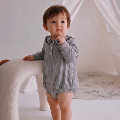 【BABY】北欧風スクール風リブロンパースSK107109