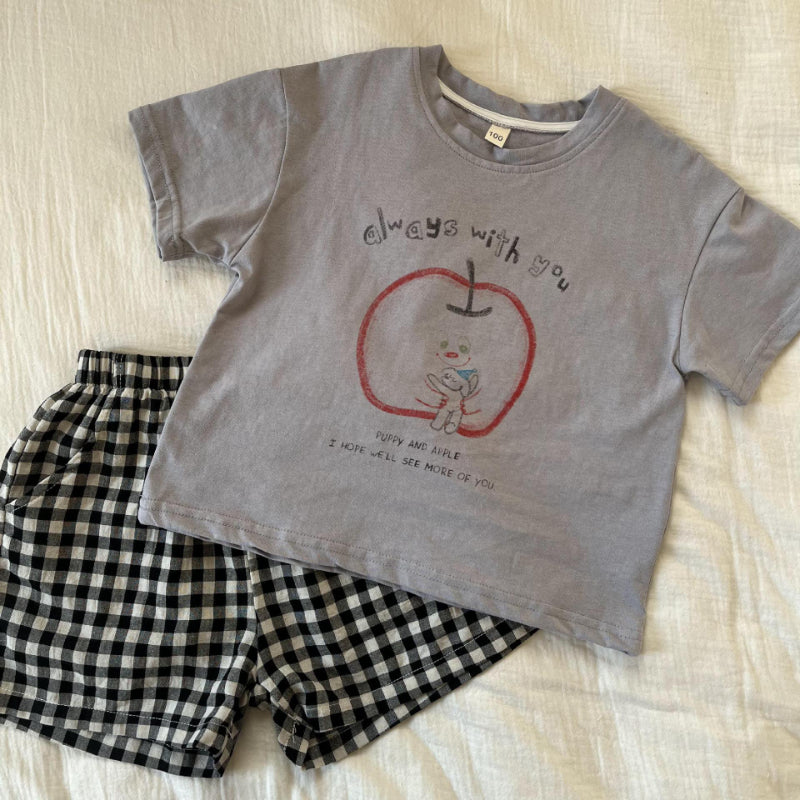 【BABY&KID】夏新作 アップルモチーフTシャツセットアップSK072105