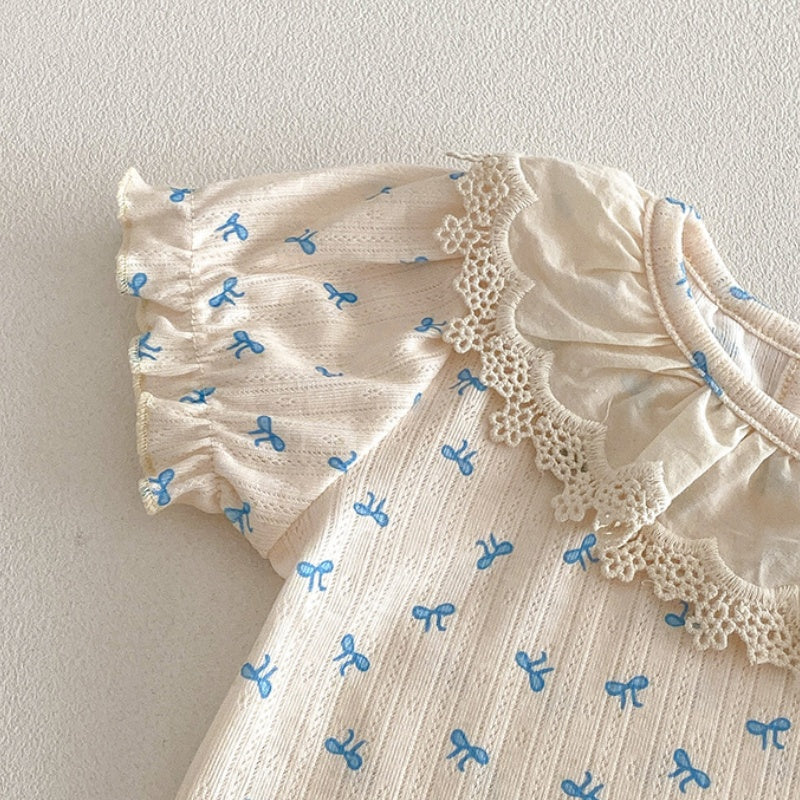 【BABY】夏新作総柄蝶結びTシャツ＆サロペットロンパースSK104511