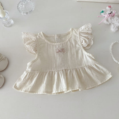 【BABY】フリルベスト&小花柄ロンパース2点セットSK100408