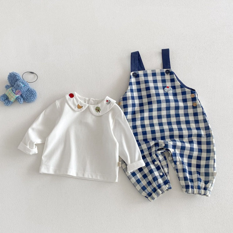 【BABY&KID】チェックサロペット、刺繍襟ロンTSK104111
