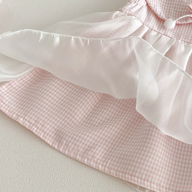 【BABY】夏新作スウィートチェックチュールワンピースSK104814