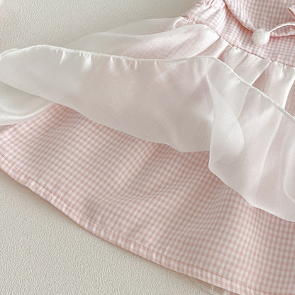 【BABY】夏新作スウィートチェックチュールワンピースSK104814