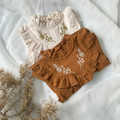 【BABY】起毛花柄刺繍ロンパースSK101522
