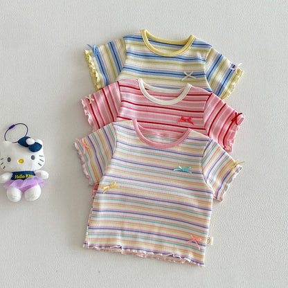 【BABY&KID】夏新作 配色ボーダーTシャツSK105101