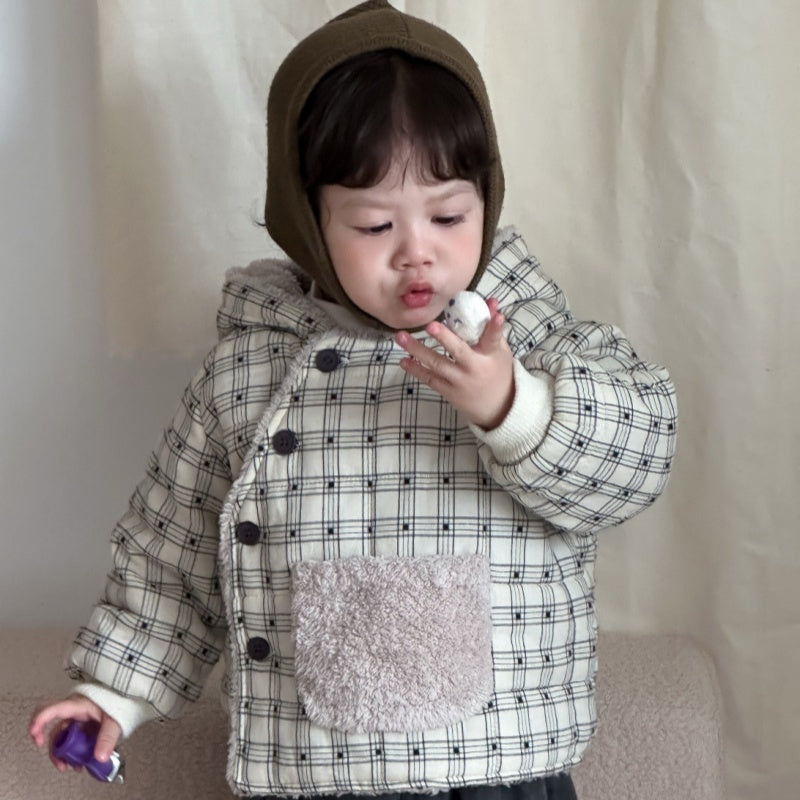 【BABY&KID】冬新作チェックフード付きジャケットSK103126