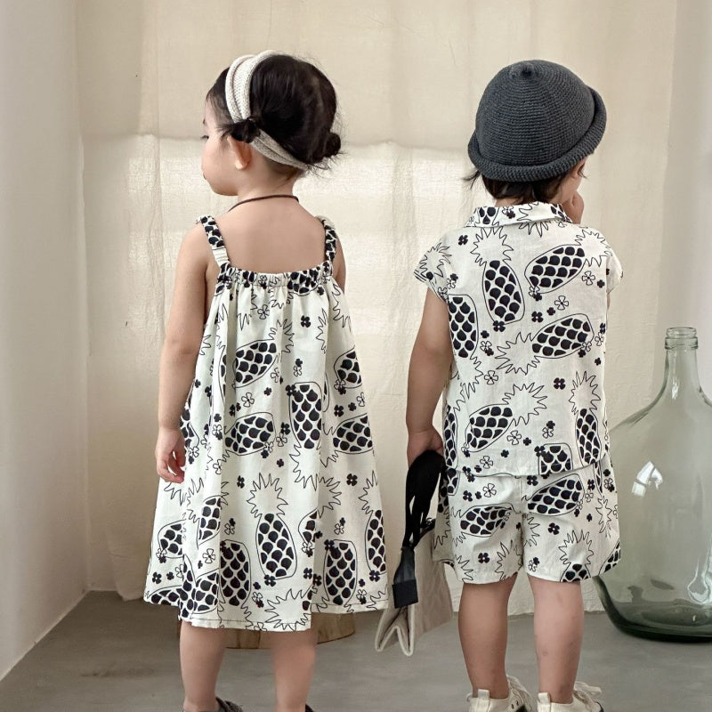 【BABY&KID】夏新作パイナップルプリントセットアップ、ワンピースSK104715