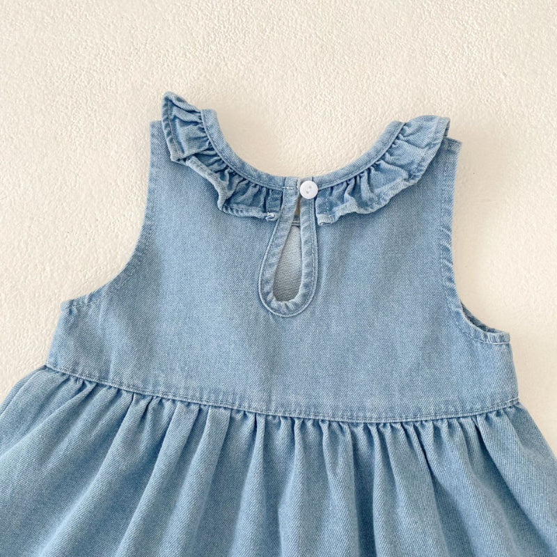 【BABY&KID】夏新作 デニム刺繍ワンピースSK080109