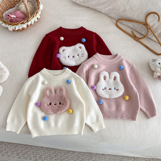 【BABY&KID】冬新作ぽんぽん付きニットセーターSK102534