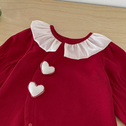 【BABY】ハートチュール襟カバーオールSK103407