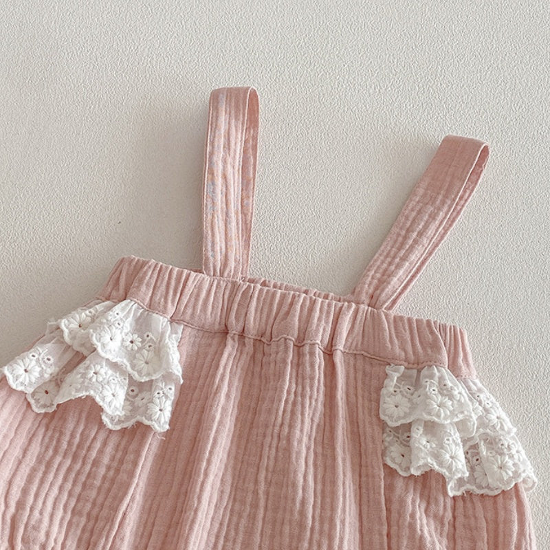 【BABY】ダブルガーゼサロペットロンパース＆小花柄シャツSK104204
