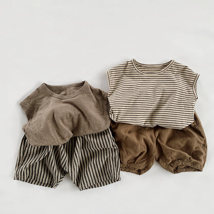【BABY&KID】夏新作 ノースリーブボーダーTシャツSK080812