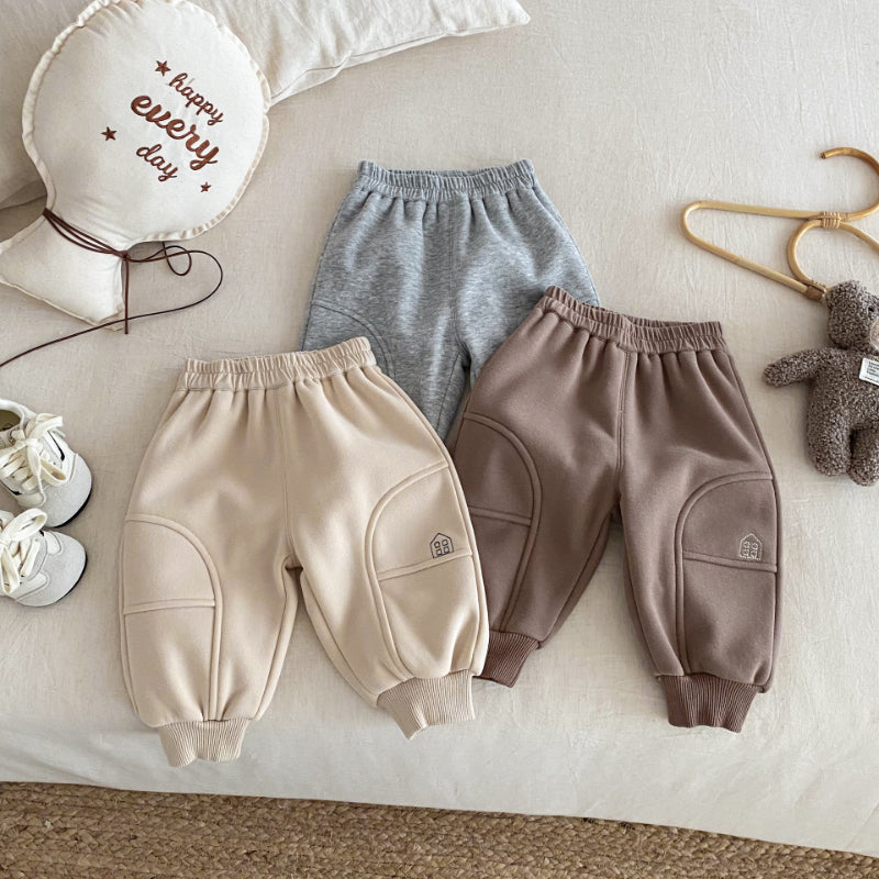 【BABY&KID】冬新作おうち刺繍裏起毛パンツSK102525