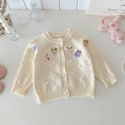 【BABY】花柄ニットカーデ＆サロペット、レースTシャツSK101416