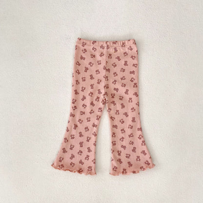 【BABY&KID】小花柄、くまベルボトムパンツSK100825