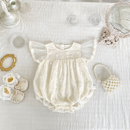 【BABY】夏新作 ジャガード刺繍ロンパースSK081603
