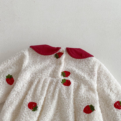 【BABY】冬新作いちご裏起毛カバーオールSK102707