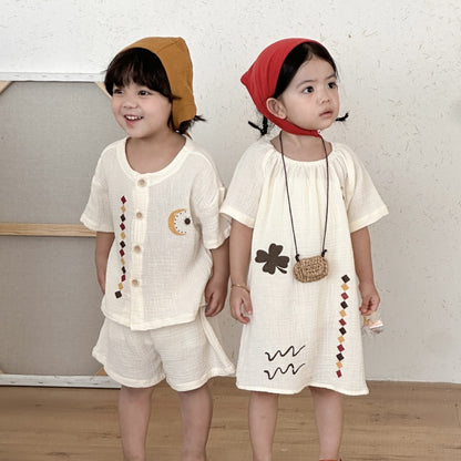 【BABY&KID】夏新作コットンガーゼセットアップ、ワンピースSK104719