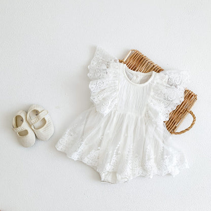 【BABY】夏新作 レース刺繍ロンパースワンピSK081703