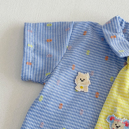 【BABY】夏新作カートゥーンチェックセットアップSK105309